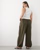 ASOS Curve ASOS DESIGN Curve parachute pants with toggle hem detail in khaki-Green - 4