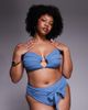 ASOS Curve ASOS DESIGN Curve Penelope pleat high waist bikini bottom with front tie in slate blue - 1
