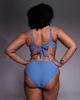 ASOS Curve ASOS DESIGN Curve Penelope pleat high waist bikini bottom with front tie in slate blue - 2