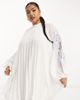 ASOS Curve ASOS DESIGN Curve pleated babydoll mini dress with oversized cutwork sleeve in white - 1