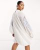 ASOS Curve ASOS DESIGN Curve pleated babydoll mini dress with oversized cutwork sleeve in white - 3