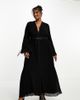 ASOS Curve ASOS DESIGN Curve pleated blouson sleeve midi dress with belt detail in black-Blue - 1
