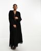ASOS Curve ASOS DESIGN Curve pleated blouson sleeve midi dress with belt detail in black-Blue - 2