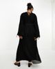 ASOS Curve ASOS DESIGN Curve pleated blouson sleeve midi dress with belt detail in black-Blue - 4