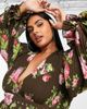 ASOS Curve ASOS DESIGN Curve pleated blouson sleeve midi dress with belt detail in floral print-Multi - 3