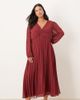 ASOS Curve ASOS DESIGN Curve pleated bodice plunge neck midi dress in burgundy-Orange - 1
