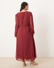ASOS Curve ASOS DESIGN Curve pleated bodice plunge neck midi dress in burgundy-Orange - 3
