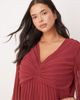 ASOS Curve ASOS DESIGN Curve pleated bodice plunge neck midi dress in burgundy-Orange - 4