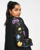 ASOS Curve ASOS DESIGN Curve pleated midi shirt dress with embroidered sleeves in black - 2