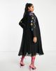 ASOS Curve ASOS DESIGN Curve pleated midi shirt dress with embroidered sleeves in black - 3