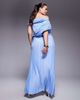 ASOS Curve ASOS DESIGN Curve plisse drape shoulder maxi dress with wrap skirt in pastel blue - 4
