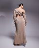 ASOS Curve ASOS DESIGN Curve plisse fallen shoulder maxi dress with ruching in camel-Neutral - 4