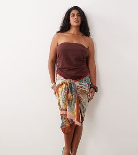 ASOS Curve ASOS DESIGN Curve Posey Positano maxi sarong in postcard print-Multi