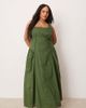 ASOS Curve ASOS DESIGN Curve prairie square neck maxi sundress with dropped waist in forest green - 1
