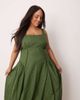 ASOS Curve ASOS DESIGN Curve prairie square neck maxi sundress with dropped waist in forest green - 2