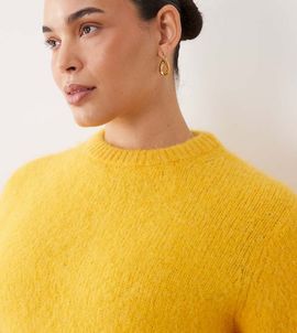 ASOS Curve ASOS DESIGN Curve premium alpaca blend T-shirt in yellow