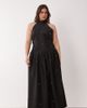 ASOS Curve ASOS DESIGN Curve Premium faux pearl embellished maxi dress with scarf detail in black scuba-style fabric - 1