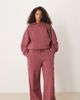 ASOS Curve ASOS DESIGN Curve premium heavyweight 500gsm seamed wide leg sweatpants in dark rose-Purple - 1