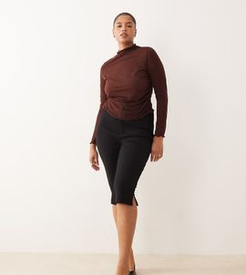 ASOS Curve ASOS DESIGN Curve premium ponte capri pants in black