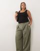 ASOS Curve ASOS DESIGN Curve pull on barrel leg pants in washed khaki green - 1