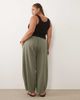 ASOS Curve ASOS DESIGN Curve pull on barrel leg pants in washed khaki green - 4