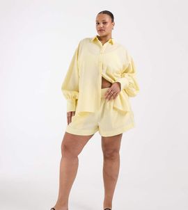 ASOS Curve ASOS DESIGN Curve pull on shorts in yellow gingham