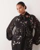ASOS Curve ASOS DESIGN Curve pussybow maxi dress in abstract splotch print-Multi - 1