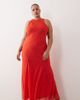 ASOS Curve ASOS DESIGN Curve racer neck bias maxi dress with godet hem in red - 1