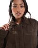 ASOS Curve ASOS DESIGN Curve real suede oversized bomber jacket in dark mocha-Brown - 4