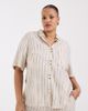 ASOS Curve ASOS DESIGN Curve relaxed linen blend shirt in natural stripe-Neutral - 1