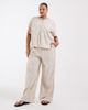 ASOS Curve ASOS DESIGN Curve relaxed linen blend shirt in natural stripe-Neutral - 2