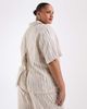 ASOS Curve ASOS DESIGN Curve relaxed linen blend shirt in natural stripe-Neutral - 3