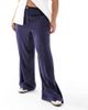 ASOS Curve ASOS DESIGN Curve relaxed straight leg linen mix pants in navy stripe-Multi - 2