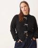 ASOS Curve ASOS DESIGN Curve rhinestone bow front cardigan in black - 1