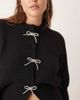 ASOS Curve ASOS DESIGN Curve rhinestone bow front cardigan in black - 3