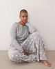 ASOS Curve ASOS DESIGN Curve rib long sleeve pyjama set with stars in gray - 3