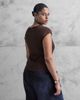 ASOS Curve ASOS DESIGN Curve ribbed cap sleeve ruched detail T-shirt in chocolate-Brown - 4