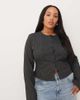 ASOS Curve ASOS DESIGN Curve ribbed detailing long sleeve button up top in heathered charcoal-Gray - 1