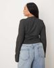 ASOS Curve ASOS DESIGN Curve ribbed detailing long sleeve button up top in heathered charcoal-Gray - 4