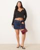 ASOS Curve ASOS DESIGN Curve ribbed halter neck long sleeve top in black - 2