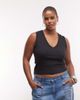 ASOS Curve ASOS DESIGN Curve ribbed V-neck tank top in black - 3