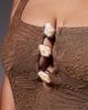 ASOS Curve ASOS DESIGN Curve Riley square neck sculpting revenge swimsuit with resin detailing in mocha-Brown - 4