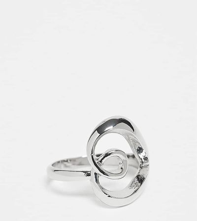ASOS Curve ASOS DESIGN Curve ring with large heart in silver tone