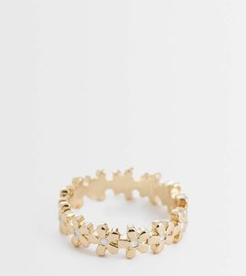 ASOS Curve ASOS DESIGN Curve ring with mini flowers in gold tone