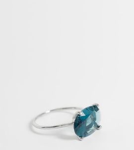 ASOS Curve ASOS DESIGN Curve ring with turquoise stone setting in silver tone