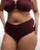 ASOS Curve ASOS DESIGN Curve Rory spliced rib high waist wrap front bikini bottom in berry-Red - 3