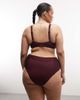 ASOS Curve ASOS DESIGN Curve Rory spliced rib high waist wrap front bikini bottom in berry-Red - 4