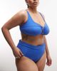 ASOS Curve ASOS DESIGN Curve Rory spliced rib high waist wrap front bikini bottom in blue - 4