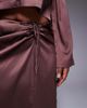 ASOS Curve ASOS DESIGN Curve ruched detail satin maxi skirt in chocolate - part of a set-Brown - 2
