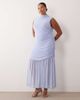 ASOS Curve ASOS DESIGN Curve ruched dropped waist mesh maxi dress in baby blue - 2